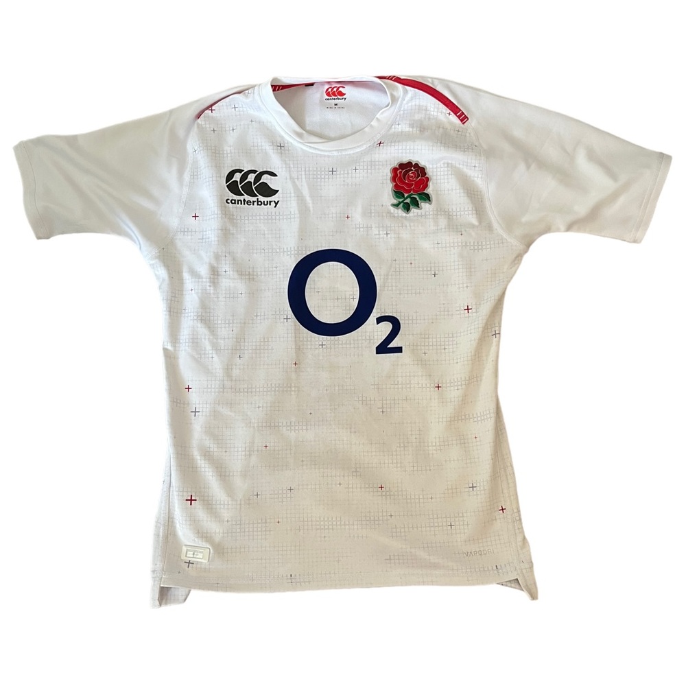 England Rugby Shirt 2018/2019 Canterbury Vapour Dri White Size Medium - Picture 1 of 11
